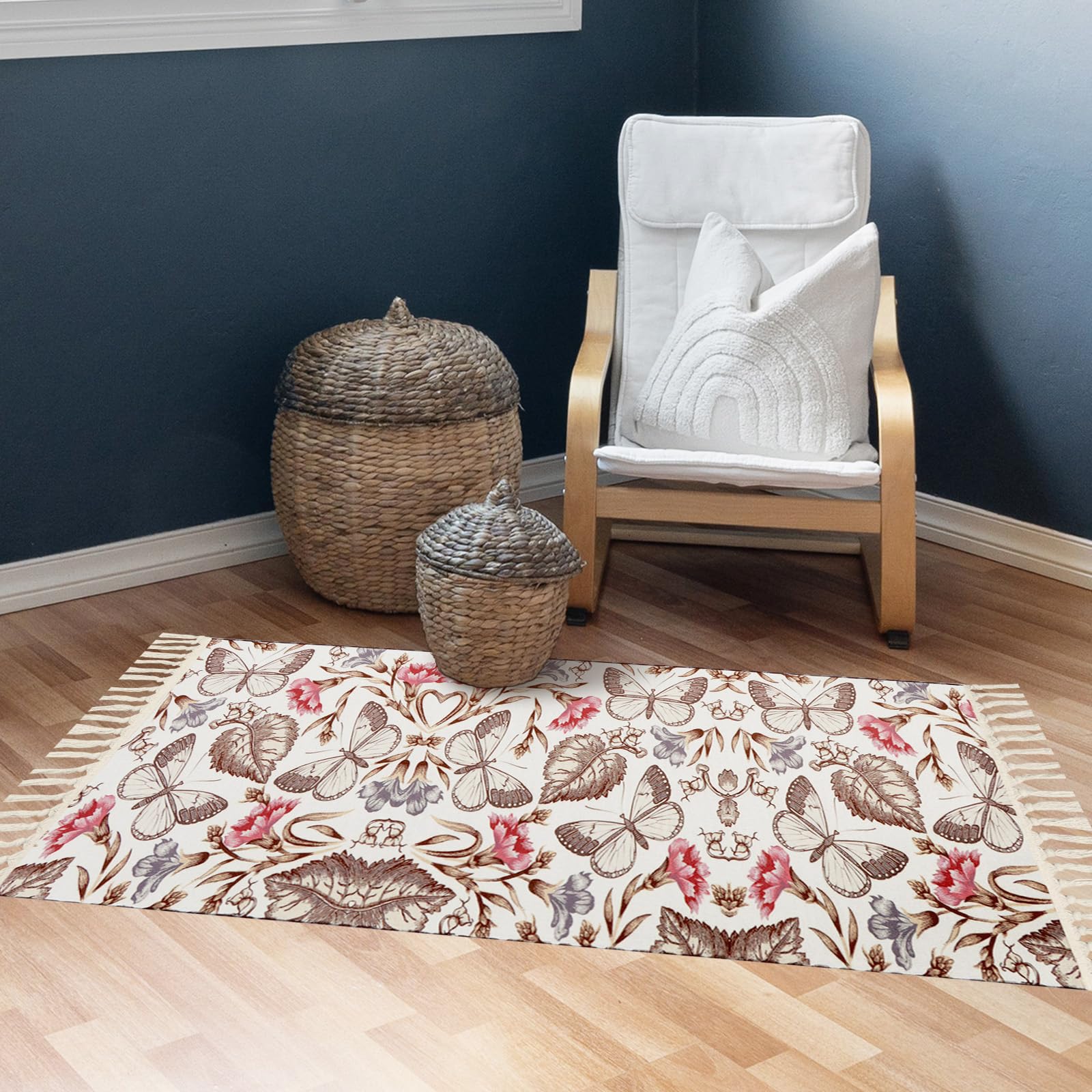 Terafeels Vintage Area Rugs 2x5 Ft Living Room Rug Non-Slip Soft Short Pile Carpet for Easy Clean Chic Traditional Carpets for Living Room Bedroom Dining Room Non Slip Runners for Hallways, 46150