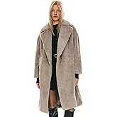 Orolay Women's Fuzzy Fleece Winter Jacket Faux Fur Lapel Coat Mid-Length Sherpa Teddy Coat