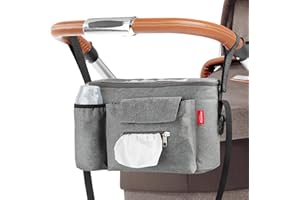 ALLONWAY Universal Stroller Organizer, Stroller Caddy Organizer with Cup Holders, Portable Stroller Organizer Bag Non Slip Straps, Baby Stroller Organizer for Traveling Compatible with Uppababy, Mompush, Doona