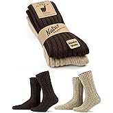 GoWith 2 Pairs Cozy Alpaca Wool Boot Socks for Men & Women, Extra Thick Loose-Fit Winter Socks