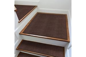GOYLSER Rubber Stair Landing Mat Rug for Bottom of Stair Floormat, Indoor Stair Treads Stair Landing Rug for Wooden Steps Non Slip, 31x31 Inch, Deep Brown