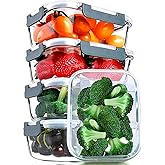 [5-Packs, 30 Oz] Glass Meal Prep Containers with Snap Locking Lids Glass Food Containers,Airtight Lunch Container,Microwave, Oven, Freezer and Dishwasher