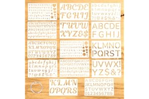 14pcs Letter Stencils, 1/2 3/4 1 2 Inch Reusable Alphabet and Number Stencils Template Practical Painting Supplies Suitable f