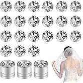 JIEYAO 24 Pcs Wedding Veil Weights, Magnetic Diamonds for Bridal, Dress Weights for Wind Shiny Crystals Hijab Magnets Bride Wedding Dress Accessories for Clothes Scarves Women Girls Gifts