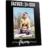 Father & Son Forever Wooden Picture Frame For 4 X6 Inches Vertical Photo, Black & White Photo Frame Tabletop Display, Father's Day Gifts, Dad Birthday Frame Gifts , Home & Office Decorations - B09