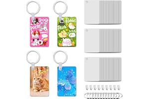Beclumas 10 Pack Metal Sublimation Keychain Blanks, Double Sided Sublimation Blanks Keychain with 10 Rings and Clips for DIY and Custom Design Work