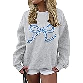 Ythomm Women’s Bow Graphic Sweatshirts Oversized Crewneck Drop Shoulder Pullover Sweatshirt Long Sleeve Tops 2025 Fall Outfit