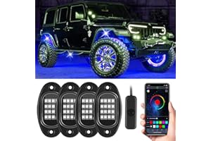Kairiyard 4 Pods Rock Lights for Trucks, LED RGB Rock Lights App Control Music Mode Multicolor Neon Underglow Light kit Waterproof for Car Truck ATV UTV SUV