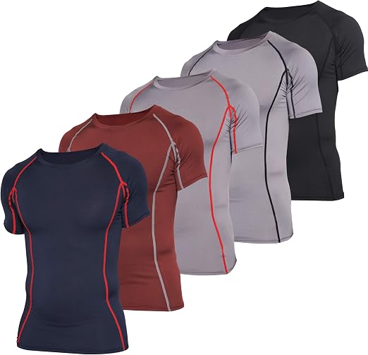 5 Pack Mens Short Sleeve Compression 