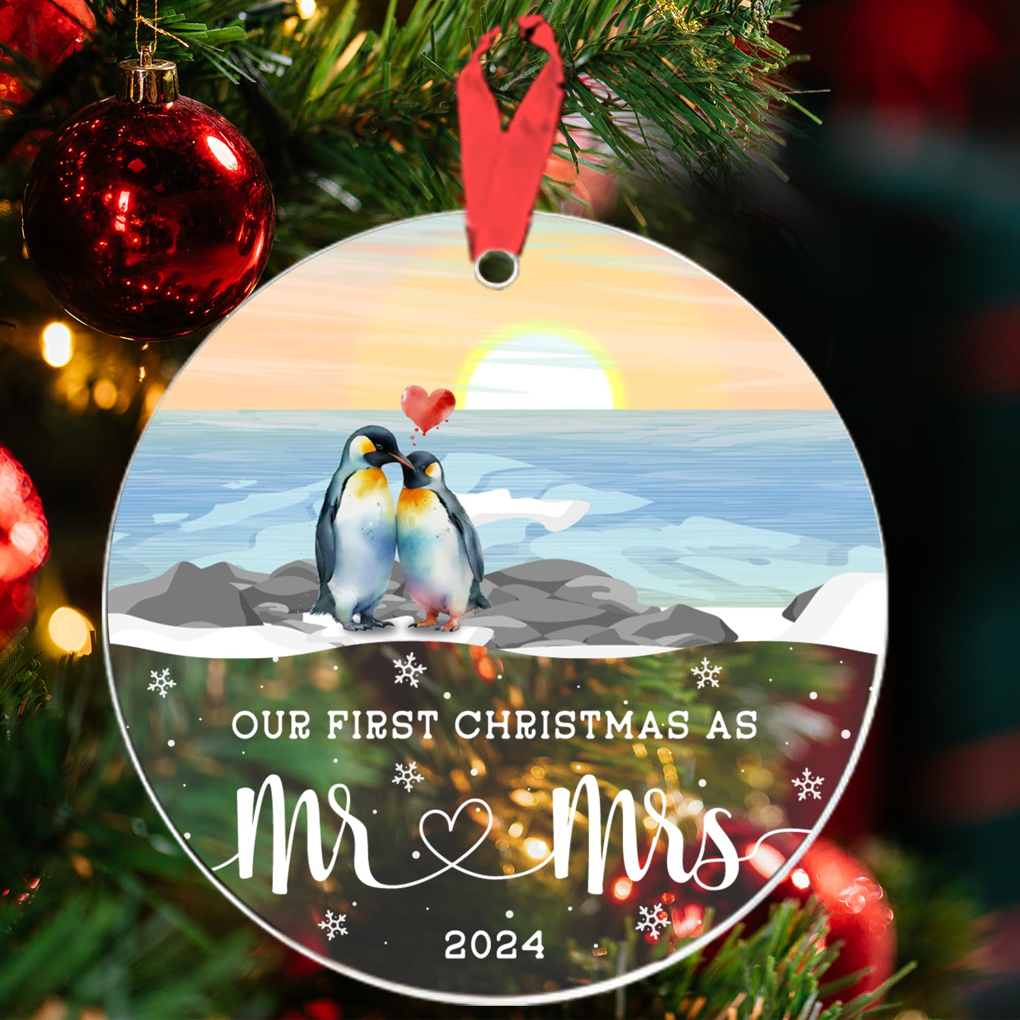 Our First Christmas Married Ornament 2024 Wedding Gifts for Couples