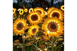 NESSTU Solar Lights for Outside Garden Decor: 3 Pack Sunflower Solar Garden Lights Outdoor Waterproof, Solar Lights with 9 Sunflower Lights, Auto ON/Off Solar Decorative Lights for Garden, Patio, Yard