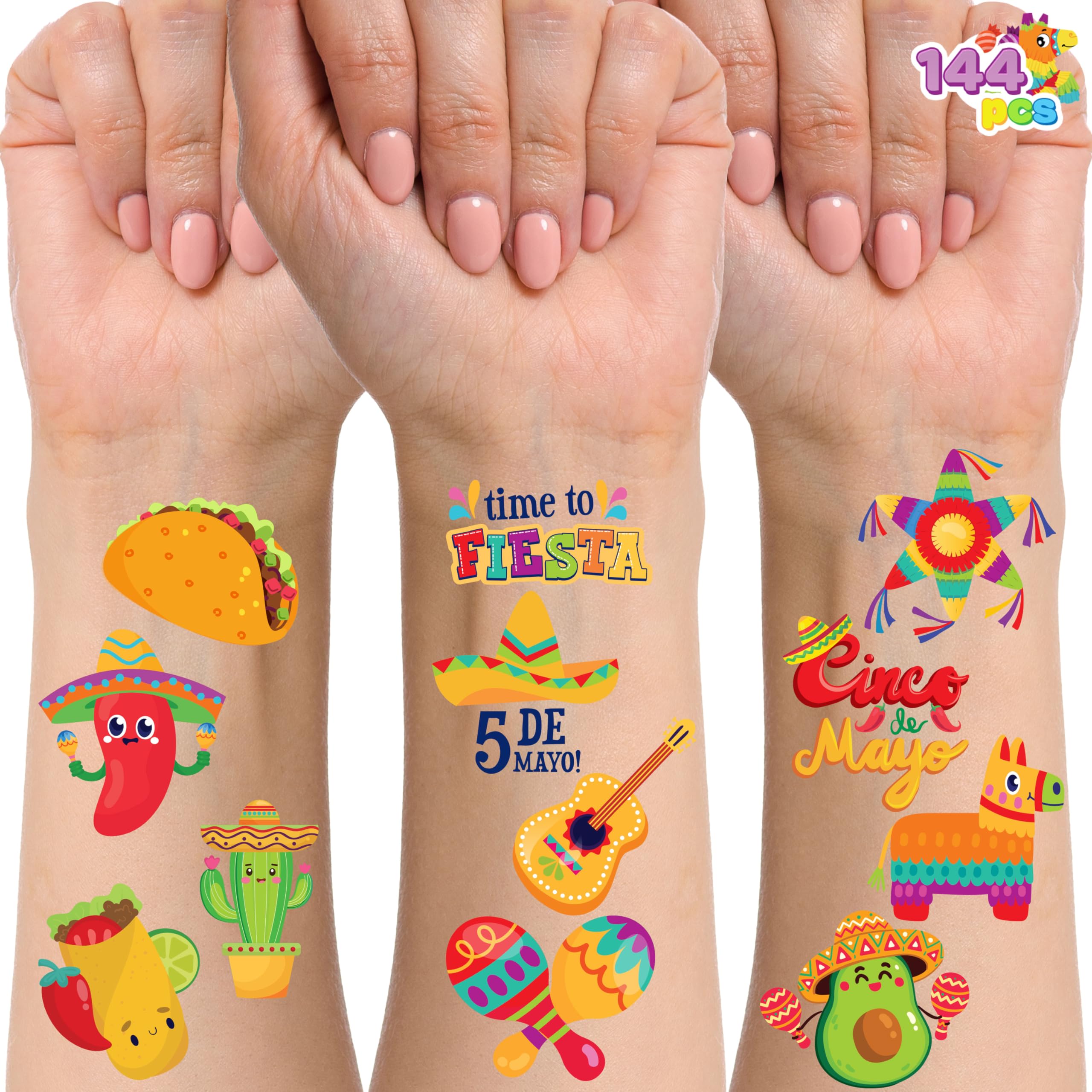 JOYIN 144 PCS Cinco De Mayo Temporary Tattoo Set for Mexican Themed ...