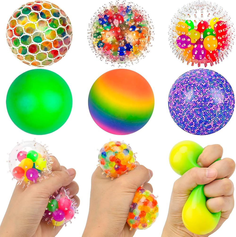 Vibbang 6 Pack Rainbow Sensory Stress Balls Color Changing Fidget Toy Kids