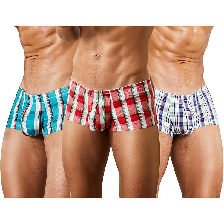 SEOBEAN Mens Sexy Low Rise Boxer Brief Underwear Checkered Fit