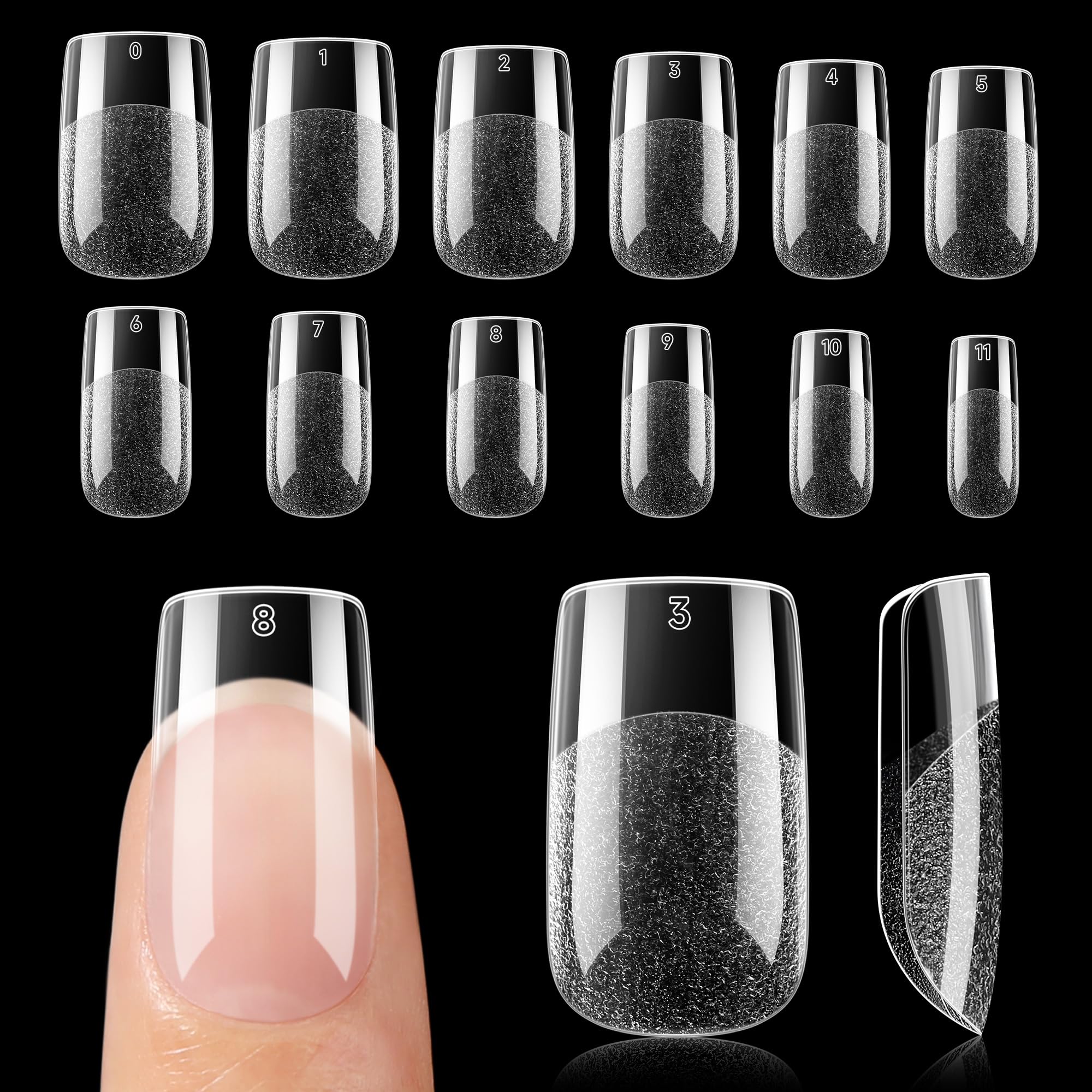 Photo 1 of UNA GELLA Nail Tips Short Square, Pre-buff Matte Gel Nails Tips Short Square Nail Tips 120pcs Clear Full Cover False Fake Nails for Nail Extensions DIY Home Salon 12 Sizes for Women