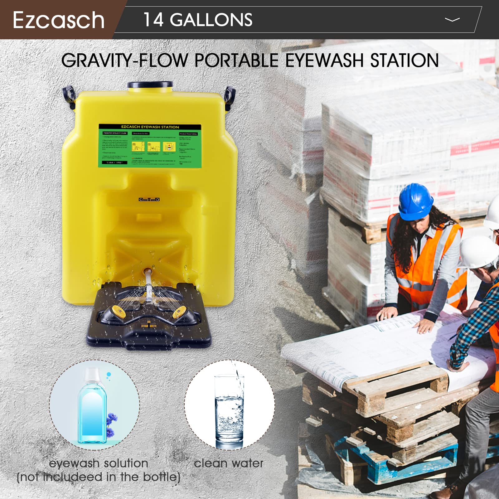 9-Gallon Portable Eyewash Station - OSHA Approved Emergency Eye Wash 35L