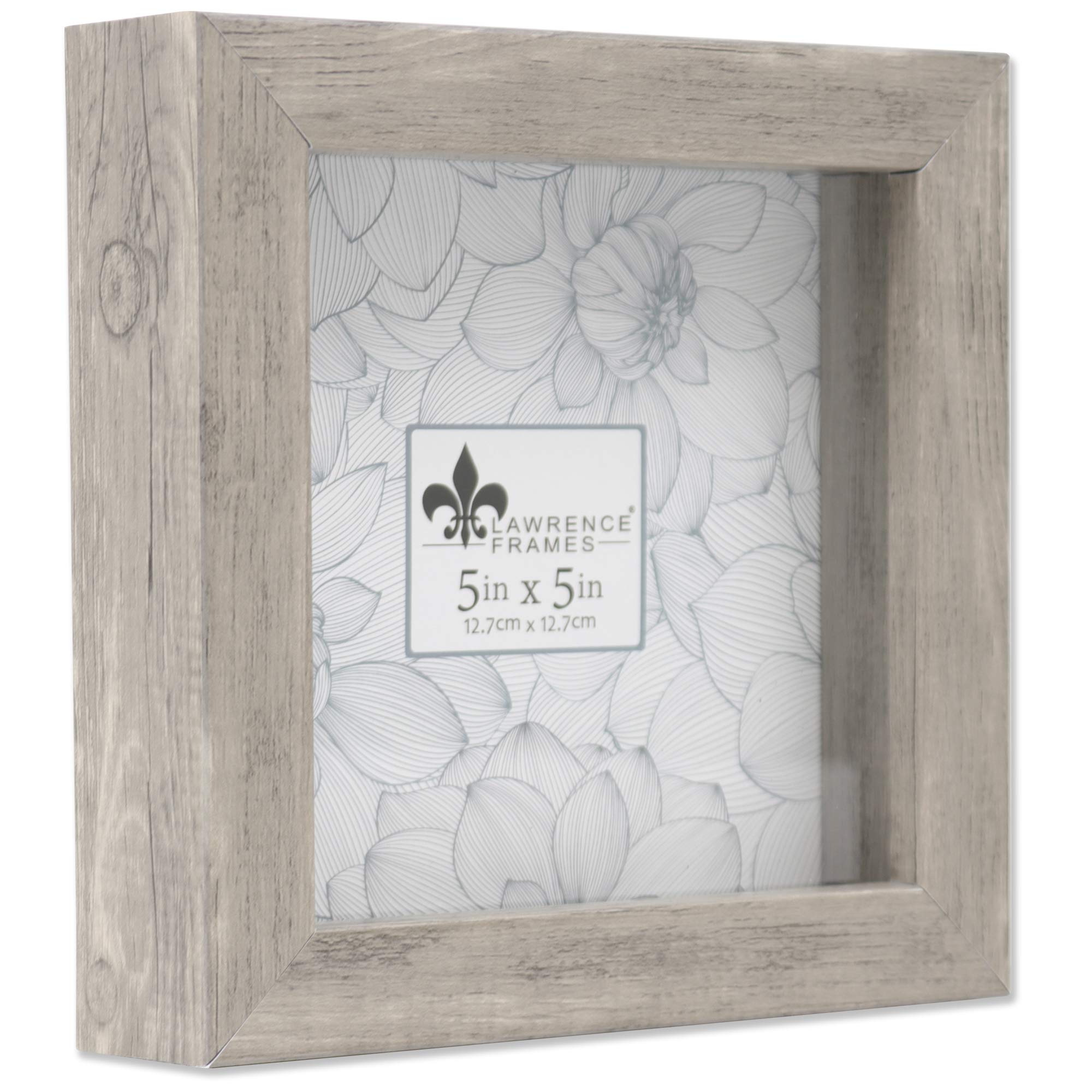 Lawrence Shadow Box Frame, Polystyrene, Natural Gray, 5x5
