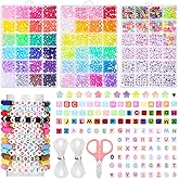 Kifmurase 3 Boxes Pony Beads for Bracelet Making Kit, 2072Pcs Multicolor Kandi Bead Friendship Bracelet Kit, Letter Beads and Elastic Strings for Bracelets Necklace Making, Crafts, Birthday Gifts