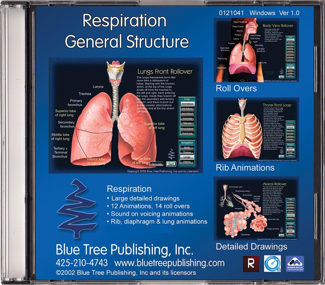 Respiration, a Visual Tour of the Lungs and Larynx, Speech Language Pathology Interactive Software for Lungs, for Windows System, SLP