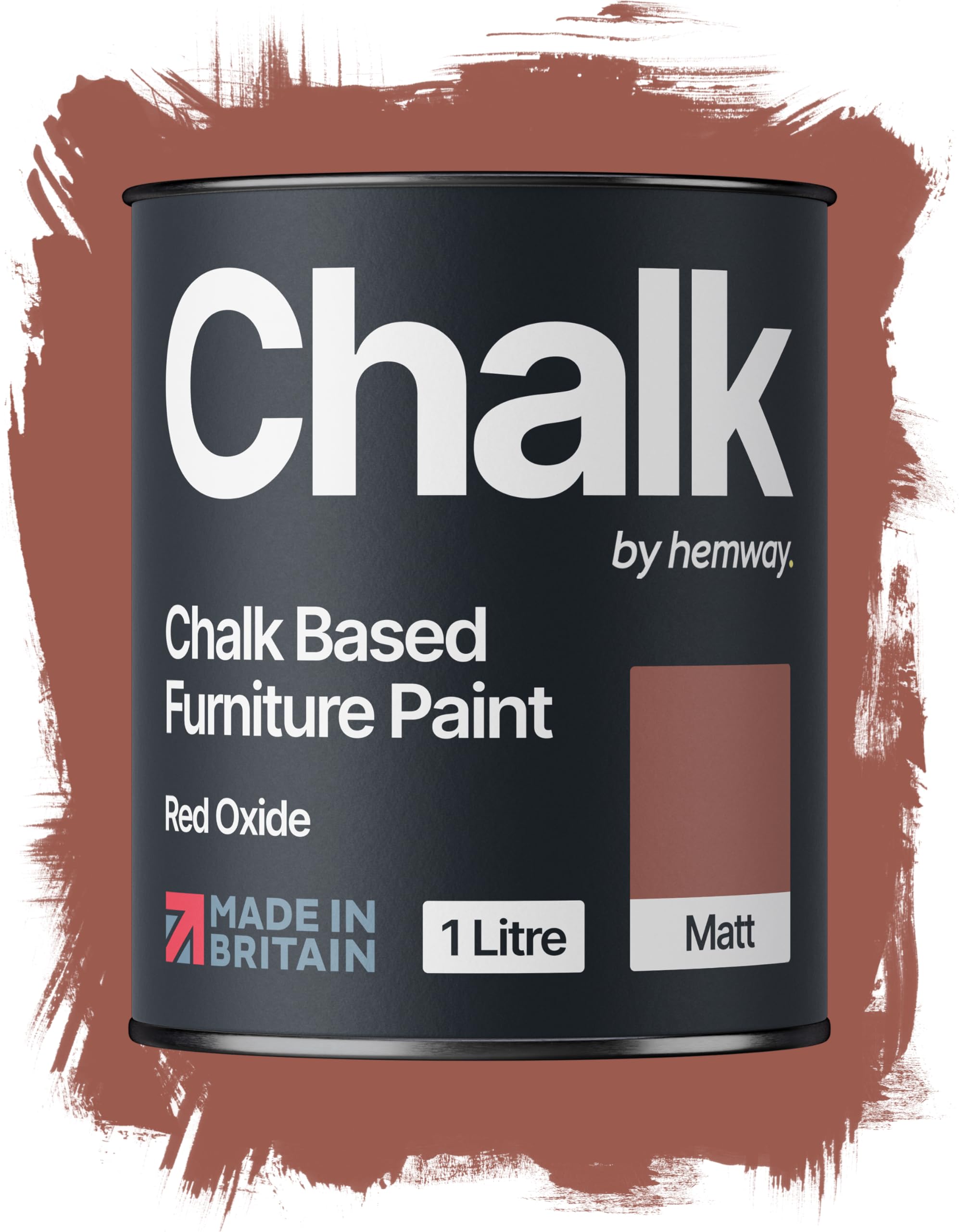Hemway Chalk Based Furniture Paint, Red Oxide 1L, Matt Finish Shabby Chic, Chalk Paint Furniture & Walls, Quick Dry & 1 Coat