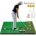 Abosi Golf Mat,5x4ft Artificial Single-Turf & Dual-Turf Golf Mats Practice Outdoor Indoor,Thickening Golf Hitting Mat for Chipping Swing Practice - Ideal for Golf Lovers