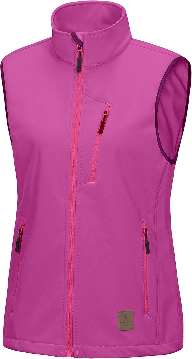 Little Donkey Andy Women's Lightweight Fleece Lined Softshell Vest Windproof Sleeveless Jacket for Hiking Travel Golf: Clothing