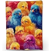 Ti Caldi Colorful Chicken Flannel Throw Blanket, Soft Cozy Colorful Lightweight Animal Blankets for Couch, Bed, Travel, Outdoor & Home Decor, Warm Fluffy Fuzzy Blanket for Adults Kids 60×50 in