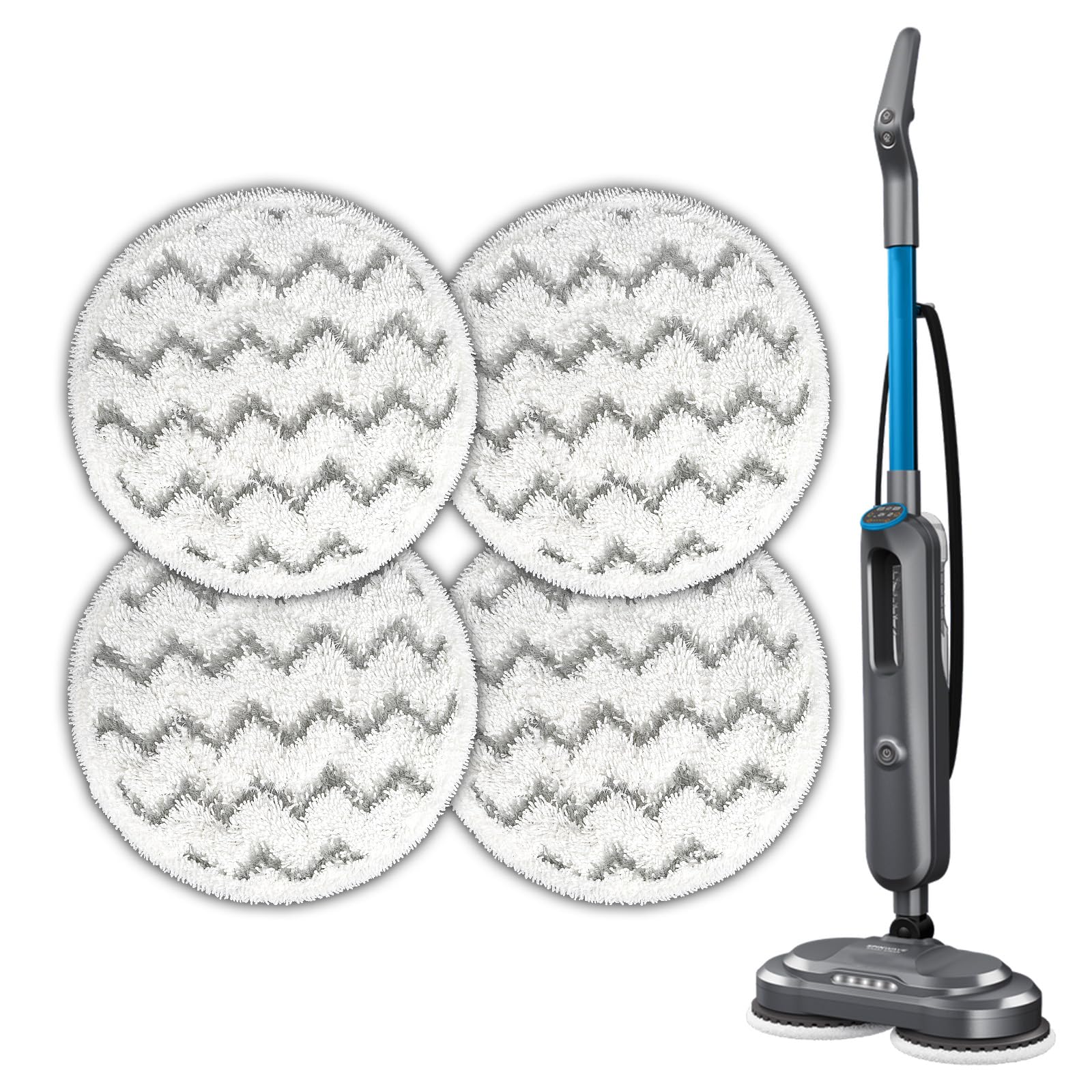 Photo 1 of (4 Pack) 3897A Replacement Mop Pads for Bissell SpinWave SmartSteam Scrubbing Steam Mop 3897A 3712C 3712W, Spinning Scrubbing Mop Pads, Heavy Duty Scrubby Mop Pad, Wave Pattern Pads
