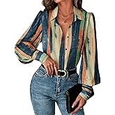Zeagoo Women Button Down Shirts Lantern Long Sleeve Tops Business Casual Chiffon Blouses Trendy Work Clothes