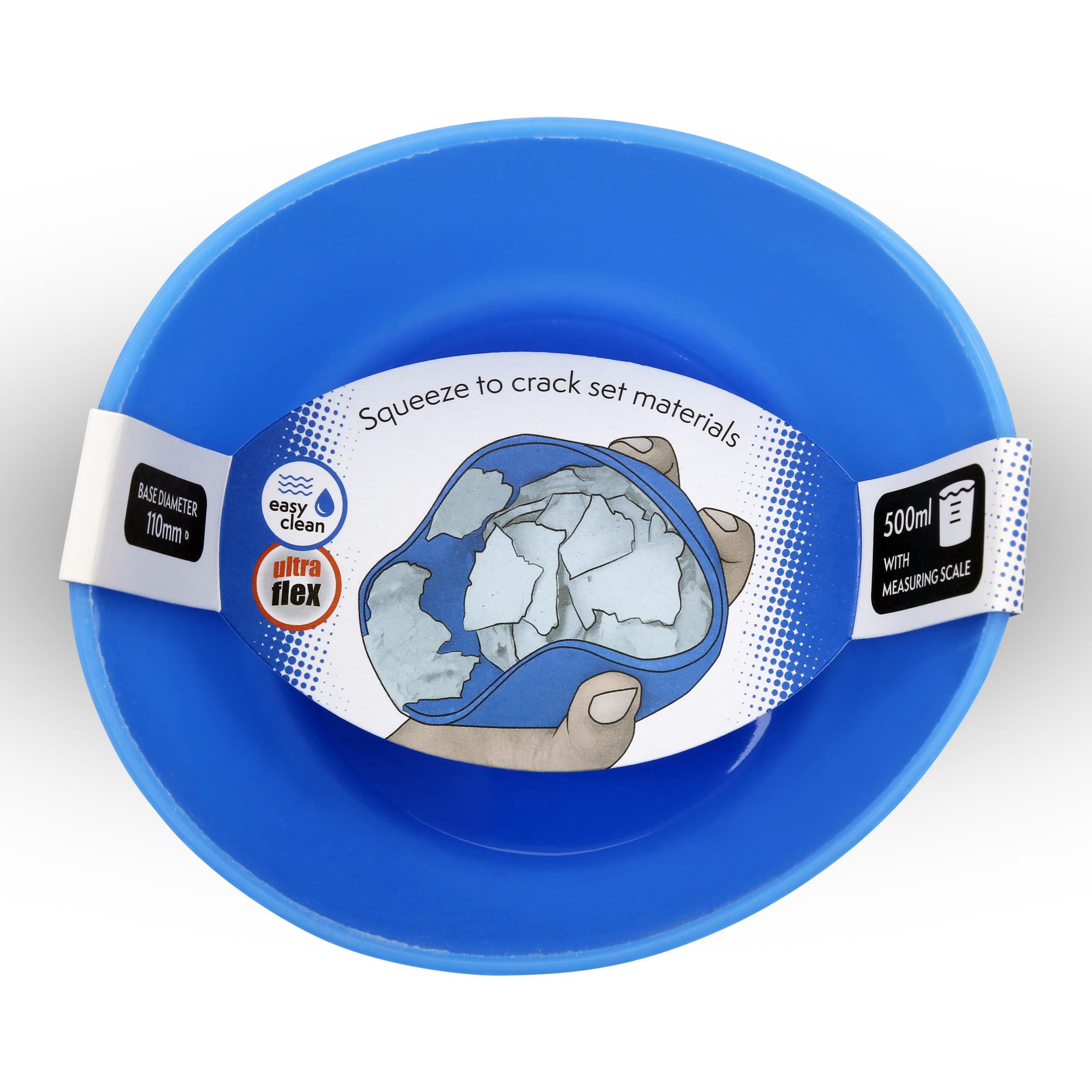 Axus Decor Flex-e-Bowl (Blue) Flexible Small Silicone Bowl, 500ml - Filler Mixing Bowl with Measuring Markers, Flat Base & Reusable - Accommodate up to 4" Filling Knife, for Filler or Adhesive