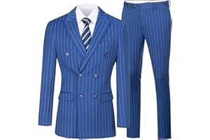 ELIONM Mens Suits Slim Fit 3 Piece Double Breasted Tuxedo Suit Jacket Vest Pants Set for Wedding Prom