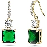 SNGIA Statement Emerald & 18K gold plated Dangle Earrings: Women's Trendy Green Jewelry