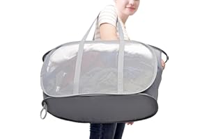 Collapsible Laundry Basket,HONOMA Foldable Long Shoulder Straps Pop Up Storage Container Organizer, Portable Washing Tub,Space Saving(Grey)