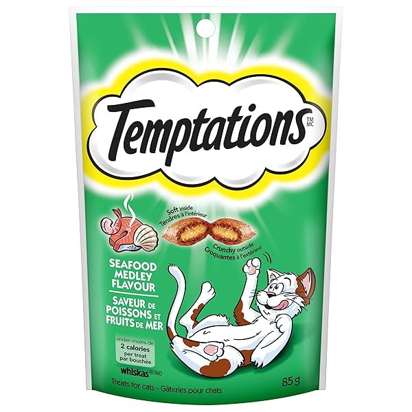 TEMPTATIONS CLASSIC TREATS FOR CATS SEAFOOD MEDLEY FLAVOR 3 OUNCES (PACK OF 12)