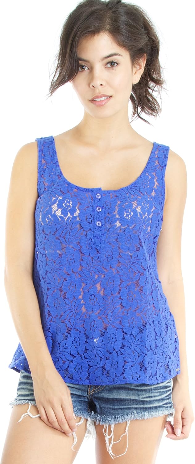 Not So Classic Lace Tank Top in Bright Blue at Amazon Women’s Clothing store