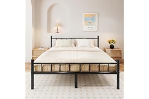 zizin Full Size Metal Bed Frame with Headboard & Footboard 14 Inch Metal Platform Mattress Foundation Support with Steel Slat, Under Bed Storage, No Box Spring Needed