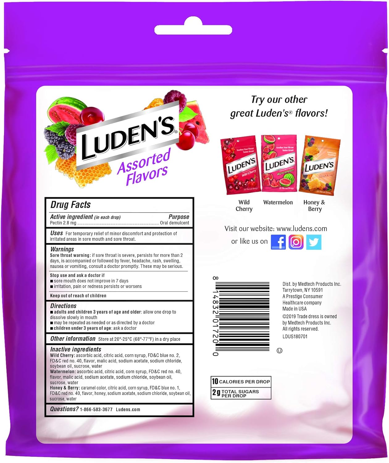 Ludens Throat Drops, Assorted Flavors, 90 Drops: Health & Personal Care