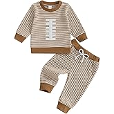 Football Baby Boy Clothes Football Embroidery Waffle Stripe Long Sleeve Sweatshirt Jogger Pants Fall Winter Outfits