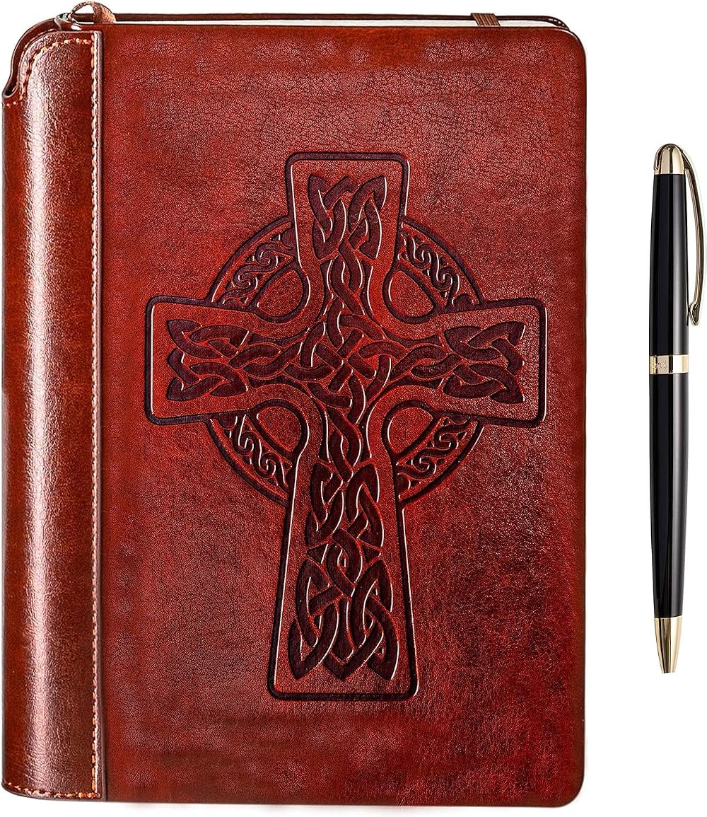 SETTINI Celtic Cross Journal Gift Set Hardcover Vegan Leather Pen Included