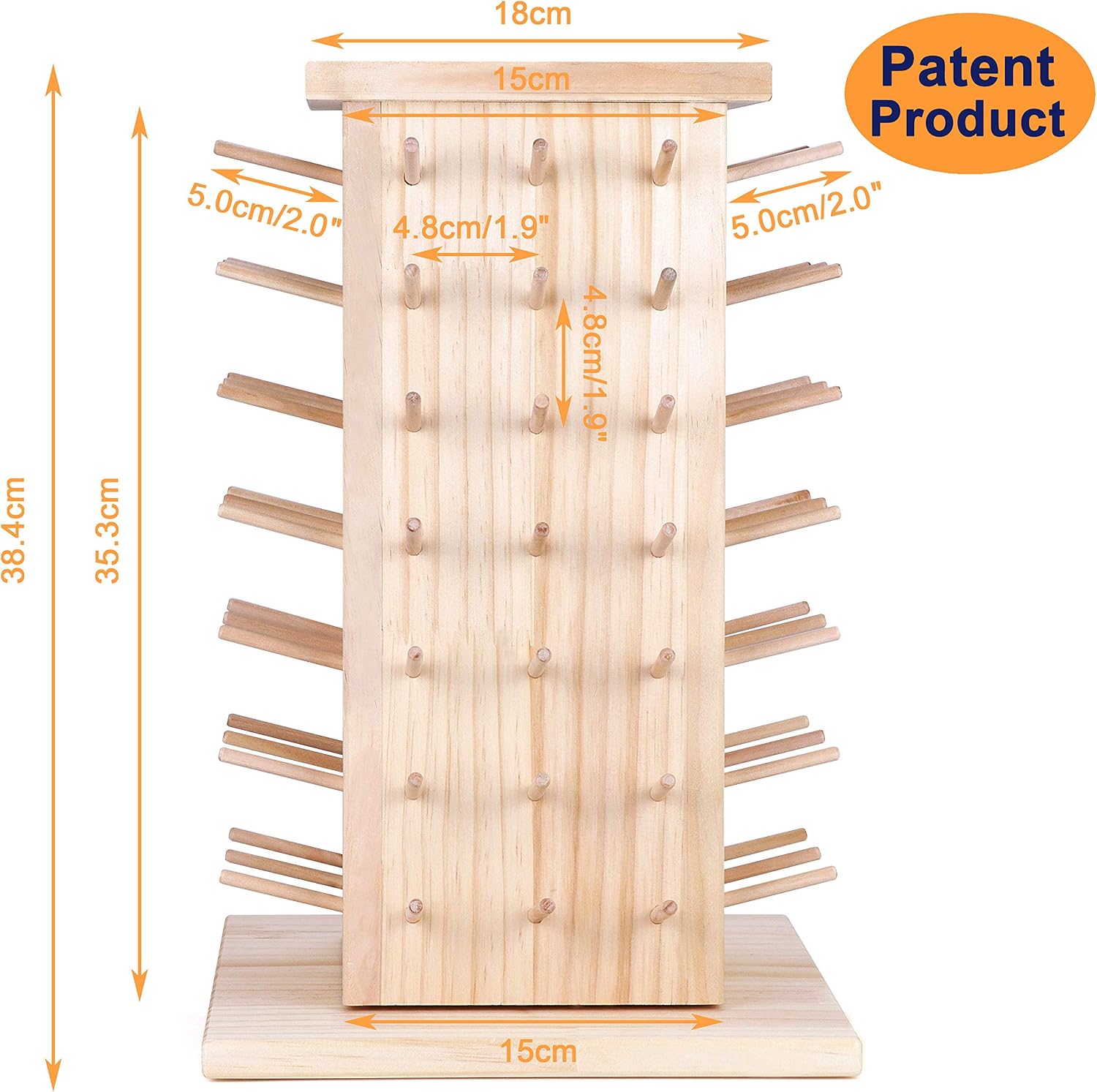New brothread 93 Spools (DIY) 360° Fully Rotating Wooden Thread Rack/Thread Holder Organizer with Inner Storage Compartments for Sewing Quilting - Image 3