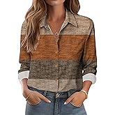 Zeagoo Button Down Shirts for Women Dressy Floral Printed Long Sleeve Blouse Business Casual Work Tops