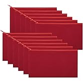 Sinzip 12 Pieces Cotton Canvas Makeup Bag, Multipurpose Cosmetic Bag with Zipper Travel Toiletry Pouch, Blank DIY Craft Bag (Red, S)