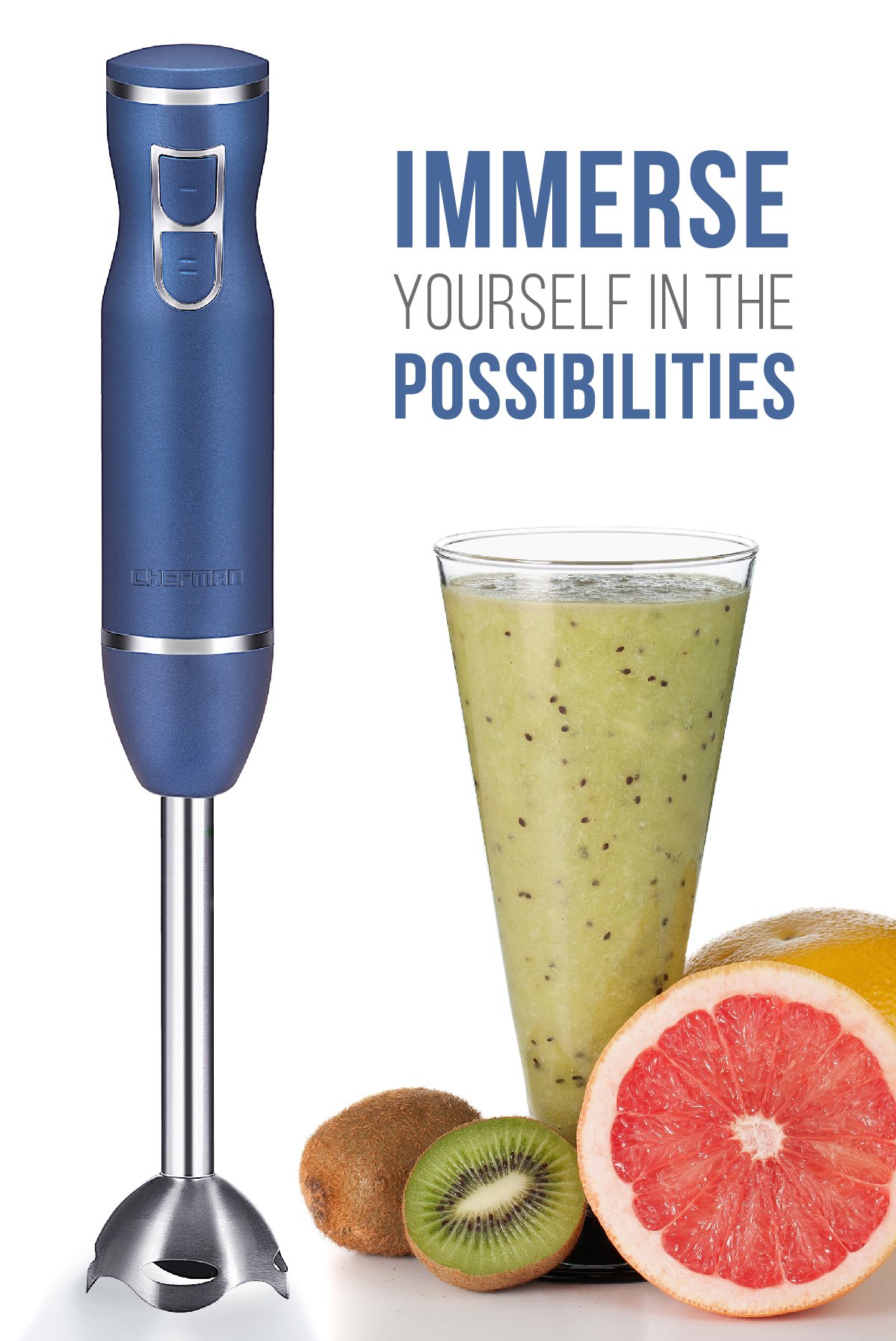 Chefman Immersion Stick Hand Blender Stainless Steel Shaft Blades