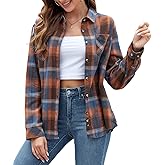 Deer Lady Plaid Flannel Shirts for Women Buffalo Plaid Shirts Oversized Long Sleeve Casual Button Down Blouse Top