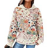 MARSVOVO Patchwork Hoodie for Women Dressy Drawstring Waffle Sweatshirt Pullover Oversized Casual Spring Fall Hoodies
