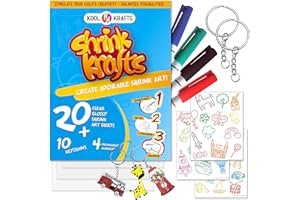 KOOL KRAFTS Shrink Krafts - Shrinky Paper Kit for Kids - Arts and Crafts for Girls & Boys Ages 6-12 - Craft Kits Art Set - Indoor DIY Activity Craft Kits - Fun Creative Shrinky Charms for Kids