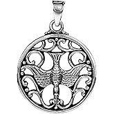 AeraVida Gentle Dove Holy Spirit .925 Sterling Silver Pendant | Holy Spirit Pendant | Holy Dove Charm | Religious Pendant Charms | Silver Handmade Pendant