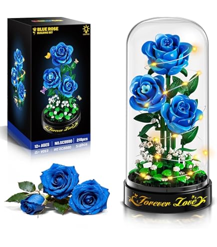 Amazon.com: Flower Bouquet Building Block Set – 634PCS Blue Rose