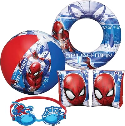 Bestway Spider-Man Swimming Pool Set 20 Inch Beach Ball Arm Bands Goggles Swim
