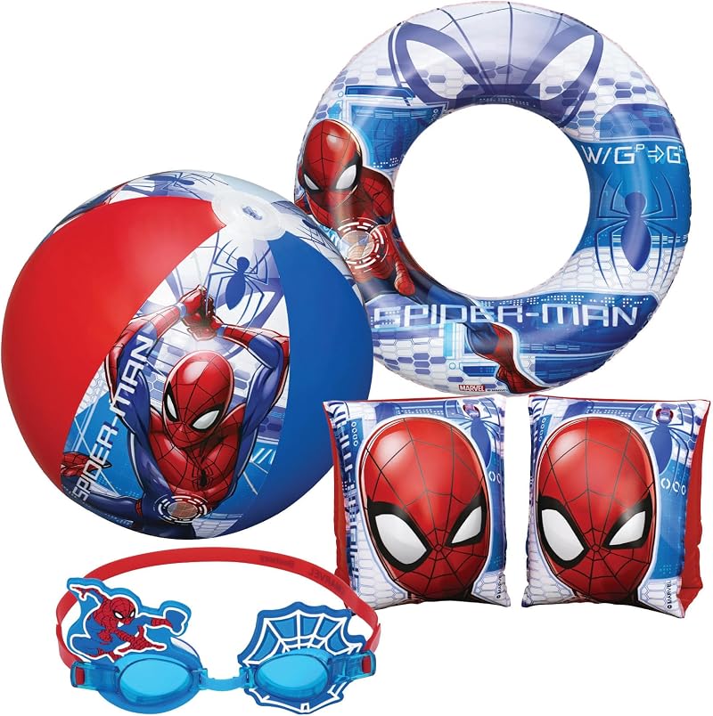 Bestway Spider-Man Swimming Pool Set 20 Inch Beach Ball Arm Bands Goggles Swim